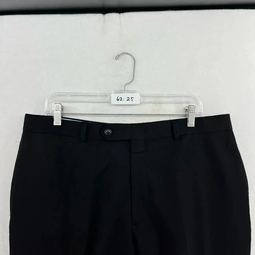 Tommy Hilfiger Men's Pants Sz 36x30 Black Classic Straight Leg Pure Wool Trouser - Picture 11 of 11